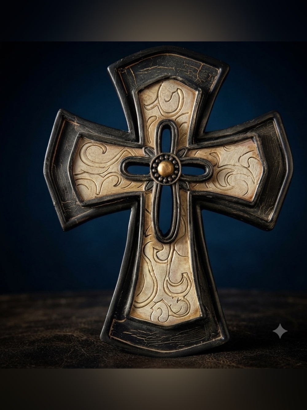 Decorative Black and Gold Cross